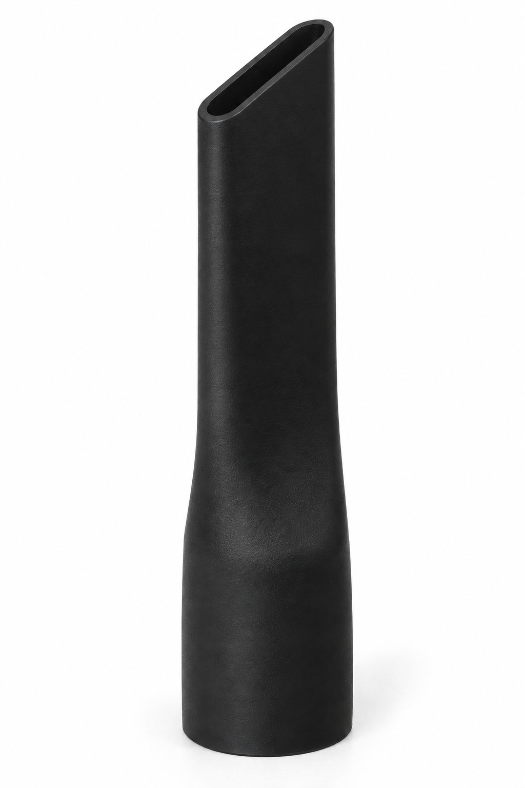 Black angled crevice nozzle with a narrow opening and cylindrical hose connection